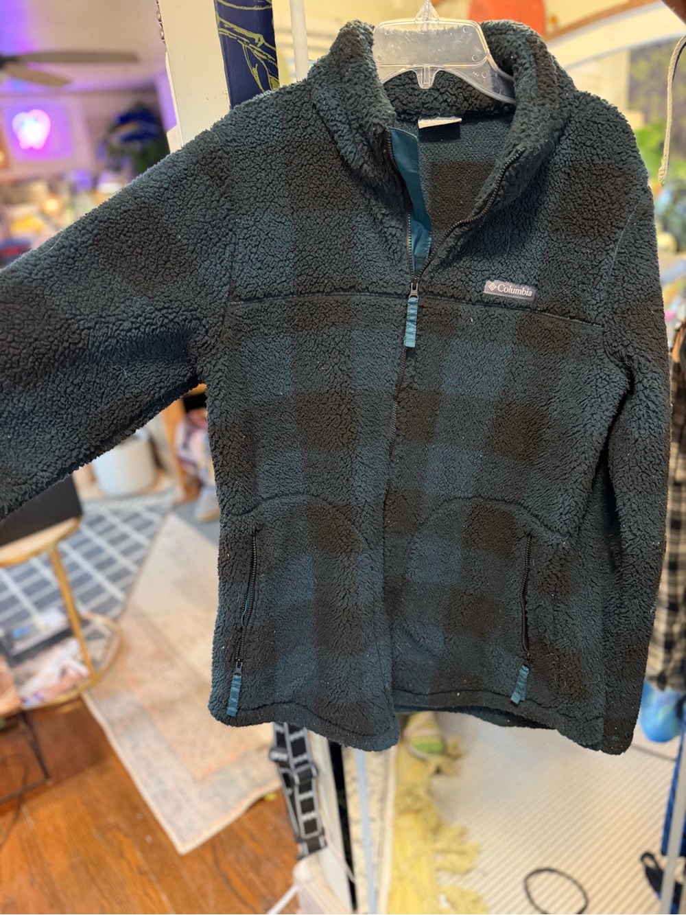 Columbia Black & Dark Green Sherpa Zip Jacket